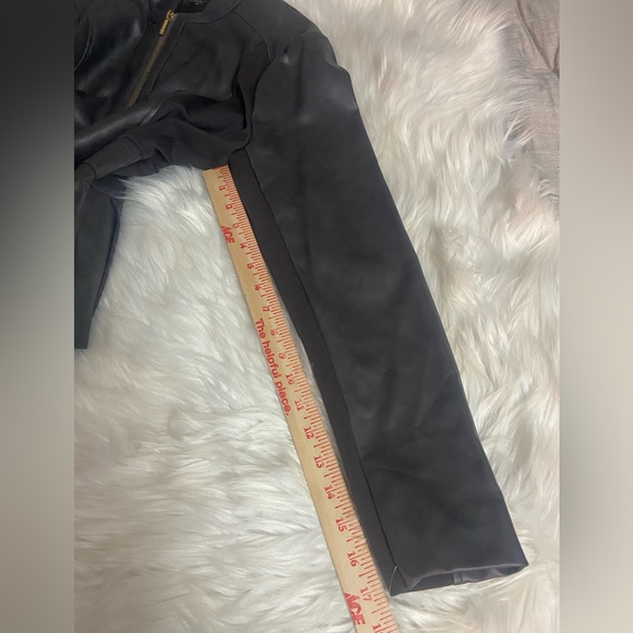 Thalia Sodi Sz L Charcoal Gray Faux Leather Collarless Women’s Jacket - Picture 12 of 16